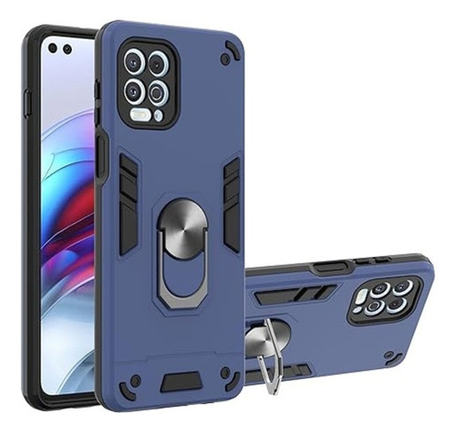 Funda Case Para Motorola Moto G100 Con Anillo Metálico Azul