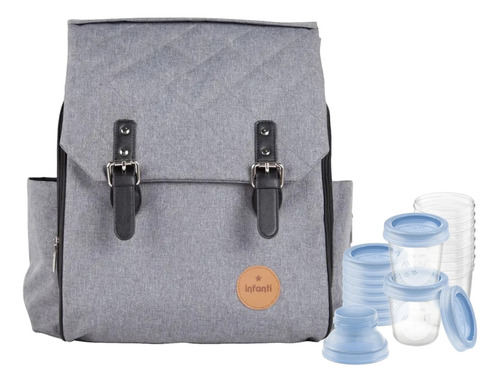 Pack Mochila Maternal + Set De 10 Vasos De Almacenamiento