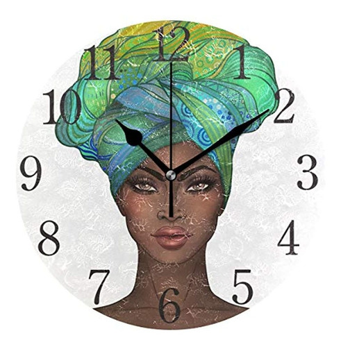 Suabo Reloj De Pared Afroamericano Chica Bonita Reloj De Par