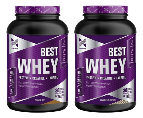 Xtrenght Best Whey Protein 2 Lb X 2 Unidades Potenciada Sabor Chocolate & Cookies