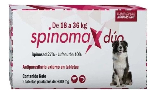 Antipulgas Spinomax Duo Perro 18 A 36kg 1 Tableta Saborizada