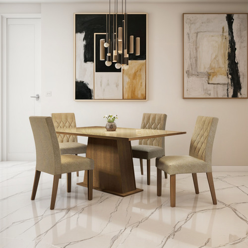 Juego De Comedor Madesa Aryeli Con 4 Sillas Imperial Marrón/crema/imperial Liso