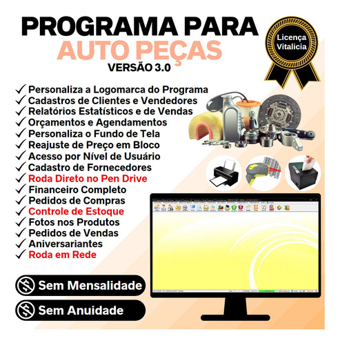 Programa Para Auto Peças Com Estoque E Financeiro V3.0 Plus