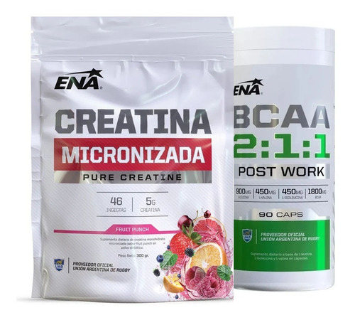 Bcaa 2.1.1 Ena + Creatina Micronizada 300gr Ena Rendimiento 