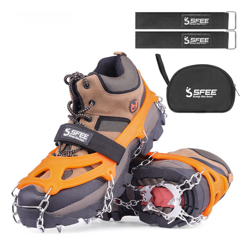 Sfee Ice Snow Grips Crampones Tacos De Tracción, 19 Picos De