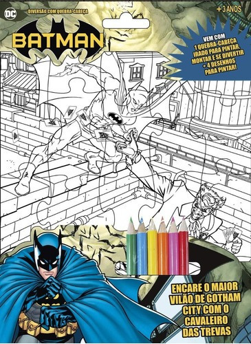 Diversão Com Quebra-cabeça Batman + Lápis De Cor + Colorir