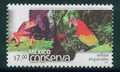 Mexico 2005 Timbre $7 Selvas Tropicales Mint Nh Bu Unck. Fi