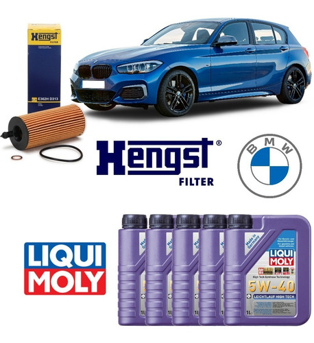 Bmw 120i Kit Troca De Óleo Liqui Moly 5w40 Hengst E362hd313