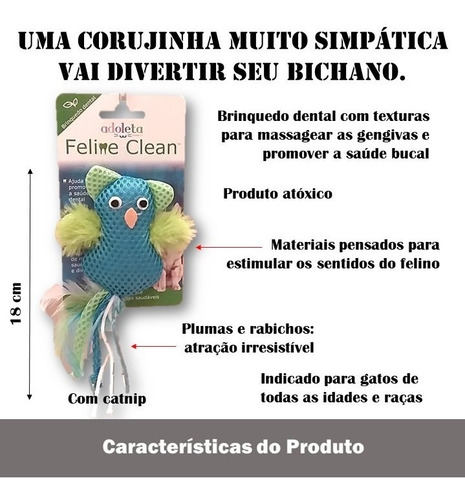 Brinquedo Pet Gato Coruja C/ Rabinho De Penas C/ Catnip