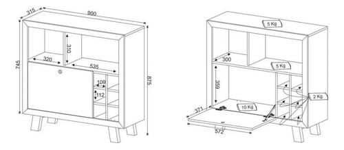 Bar Rustico 8 Nichos + 1 Cajón Ad5002 Tecnomobili