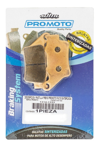 Pastilla Freno Promoto Sinterizada Tras F650 Gs/s 1000rr/du 