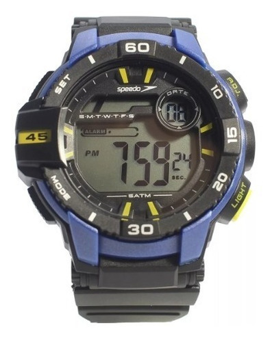 Relógio Speedo Digital 11008g0evnp1 Preto E Azul 11008 Cor do bisel Preto/Azul Cor do fundo Cinza