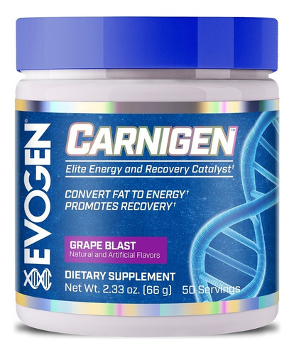 Carnigen Evogen Carnitina Recovery Energy 50 Servicios Sabor Grape