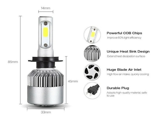 Imagen 5 de 10 de Kit Led Cree H7 Luces Bajas Peugeot 207 208 301 307 308 408