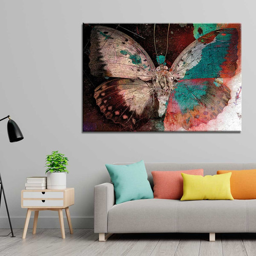 Cuadro Mariposa Abstracto Colores Vintage Elegante 90x60