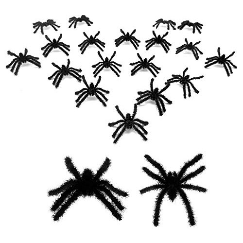 20 Pcs Black Realistic Hairy Small Plastic Fake Spiders...