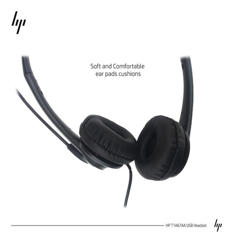 Imagen 5 de 7 de Auriculares Estéreo Hp T1a67aa Usb Microfono 20 Hz Negro