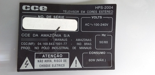 Placa Principal Para Tv De Tubo Cce Hps2004 Com Defeto. (Usado)