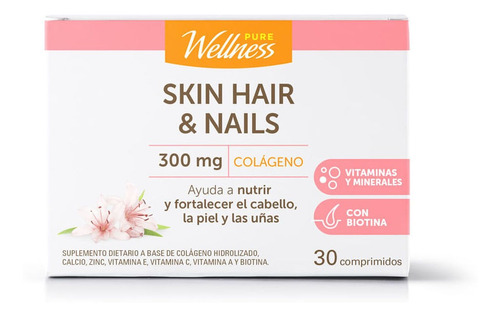 Colágeno Hidrolizado Pure Wellness 300mg Skin Hair & Nails