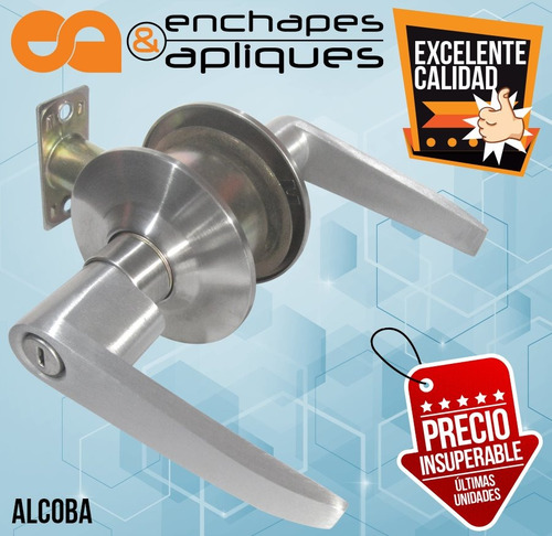 Imagen 2 de 3 de Chapa Manija Cadiz Inox - Alcoba