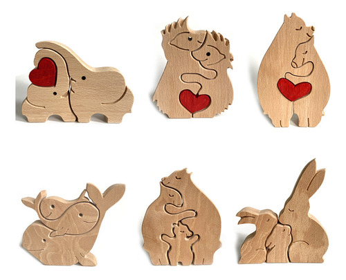 B14 - Figuras De Madera Con Forma De Corazón Con Forma De An