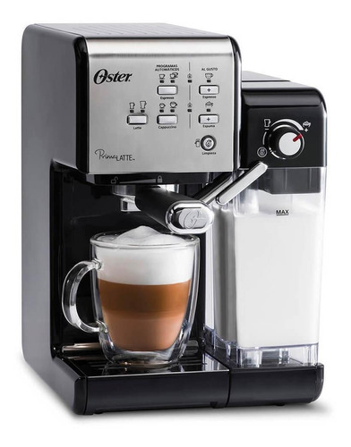 Imagen 2 de 2 de Cafetera Oster PrimaLatte BVSTEM6701 automática acero inoxidable y negra para expreso y cápsulas monodosis 220V