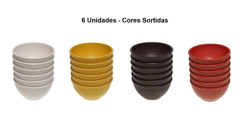 Imagem 1 de 6 de Tigela Cumbuca Plástica 500ml Evo Cores - Kit C/6 Unidades