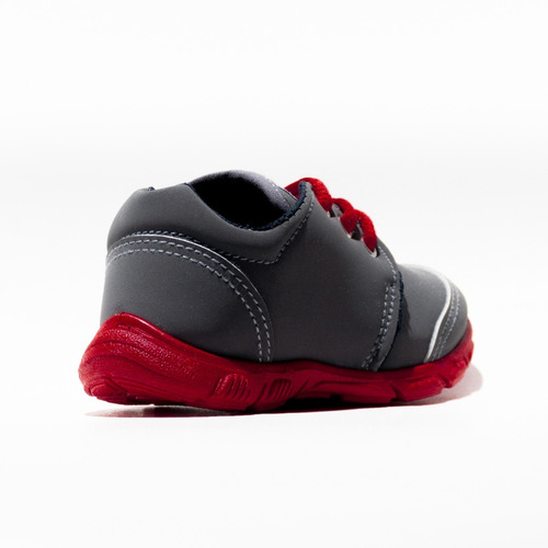 Imagen 3 de 8 de Zapatilla Urbana Niños Toy Gris Y Rojo (20 Al 26) Art H25gr
