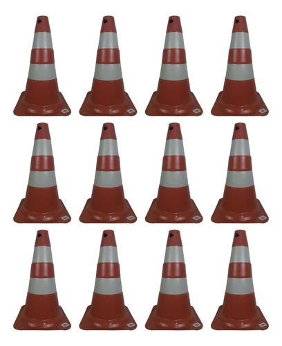 Kit C/12 Cones De Sinalização Transito Laranja/brancoplt50cm