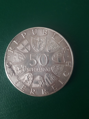 Austria 1974 50 Schilling Plata, Excelente 