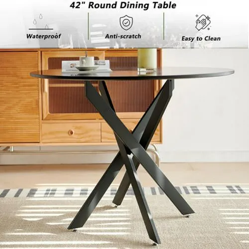 Mesa Redonda 47'' Para 4 6: Comedor Moderno Madera-metal