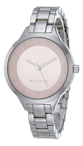 Nine West - Reloj De Pulsera Para Mujer, Plateado/rosa Claro