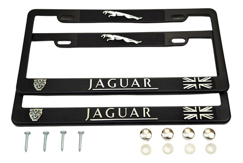 Porta Placas Auto Jaguar Cubre Pijas Kit Marcos Letras Cromo