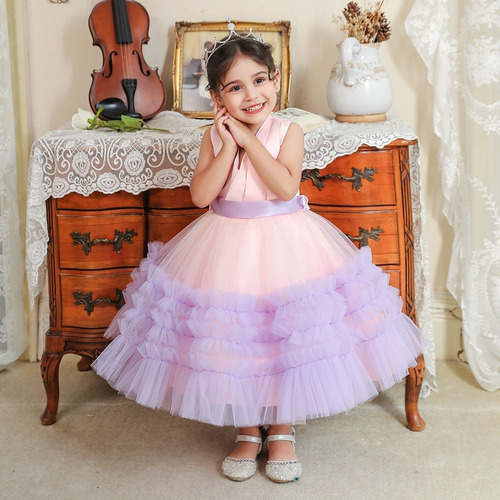 Vestido De Princesa De Navidad Manga Corta Tutu Para Niñas