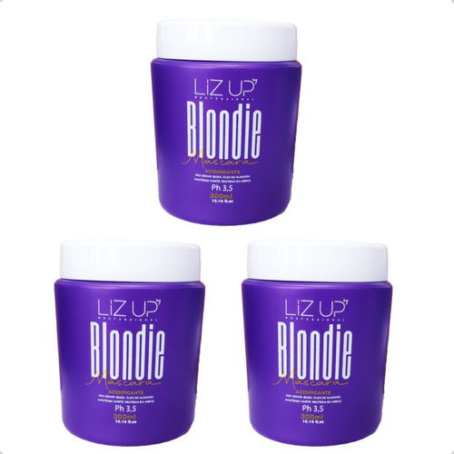 Kit 3 Mascara Profissional Acidificante Blondie 300ml Liz Up