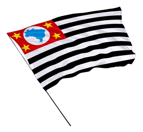 Bandeira De São Paulo 1,50m X 1m Com Bastão De Madeira Cor