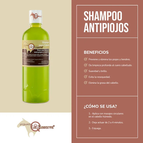Kit 2 Shampoo Antipiojos Yeguada La Reserva