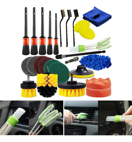Kit De Cepillos Para Detalles De Automóviles, 26 Uds.,
