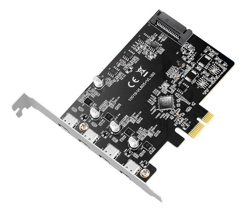 Placa Adaptador Pci-express X1 Com 4 Portas Usb Tipo C 3.1