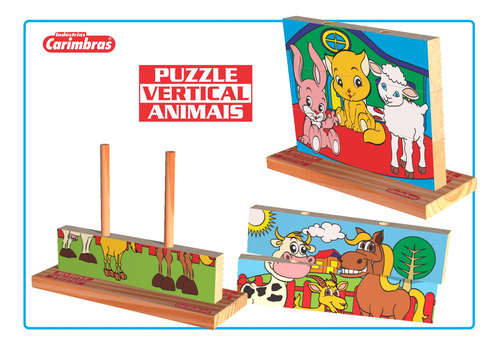 Imagem 1 de 9 de Brinquedo Educativo Madeira Quebra Cabeça Animais