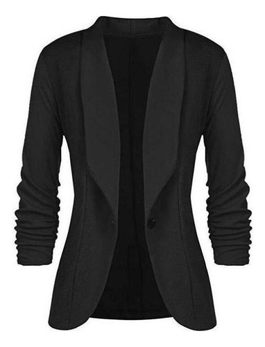 Campera De Mujer Mangas Plisadas Elegante Oficina Blazer