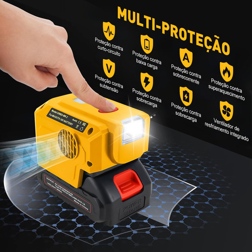 Conversore De Corrente Portátil Sem Fio, 2*2000mah Baterias