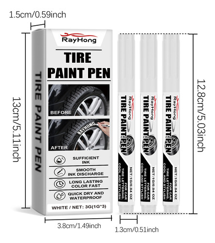 Lápiz De Pintura Blanco Para Neumáticos De Coche J, 3 Ml, Pi