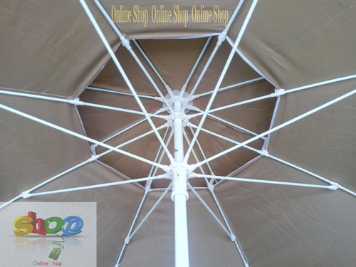 Imagen 7 de 10 de Parasol Lona Desfogue Beige 2.40mt Diam Varilla Fibra Vidri