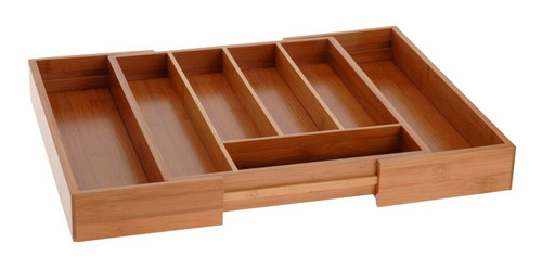Imagen 1 de 9 de Cubiertero Para Cajón Cocina Organizador Extensible Bambú