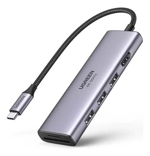 Hub Ugreen Usb-c 6 In 1 Hdmi/sd/tf 3xusb 3.0 4k Cm511-grey