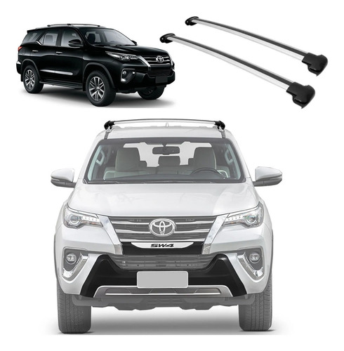 Rack Bagageiro Teto Hilux Sw4 Em Alumínio Prata 2017 2018 2019 2020