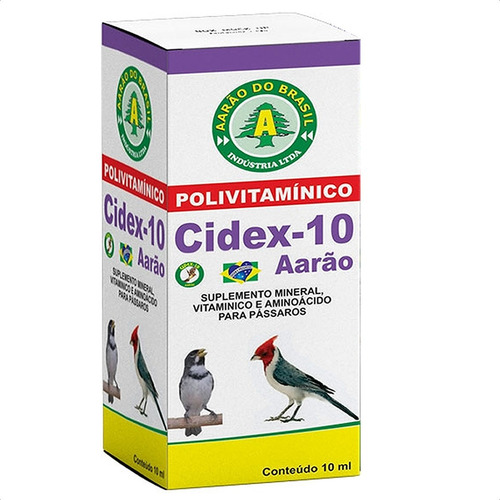 Cidex 10 Aarão 10ml - Polivitamínico Para Pássaros E Aves