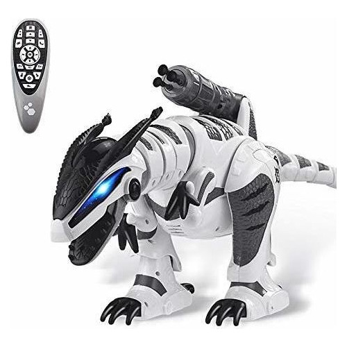 Dinosaurio Electronico Con Control Remoto Programable Blanco