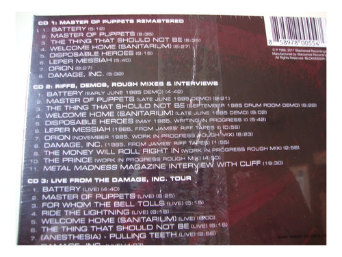 Cd Metallica /master Of Puppets Deluxe 3cds Importado Us